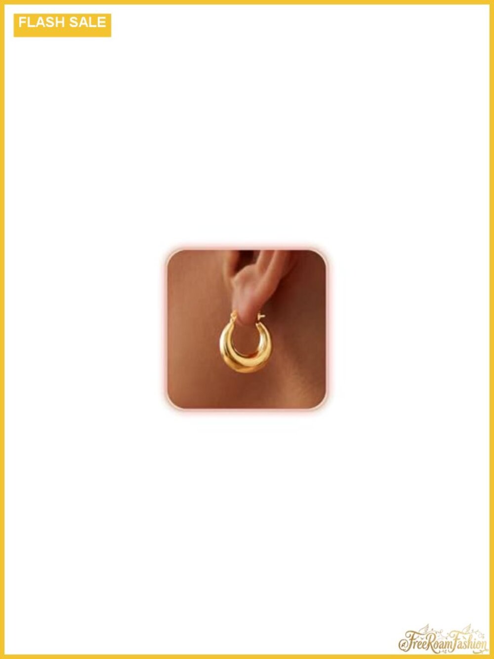 Chunky 25mm Hoop Earrings 14K Gold Plated Hypoallergenic Thick Huggie Hoop for